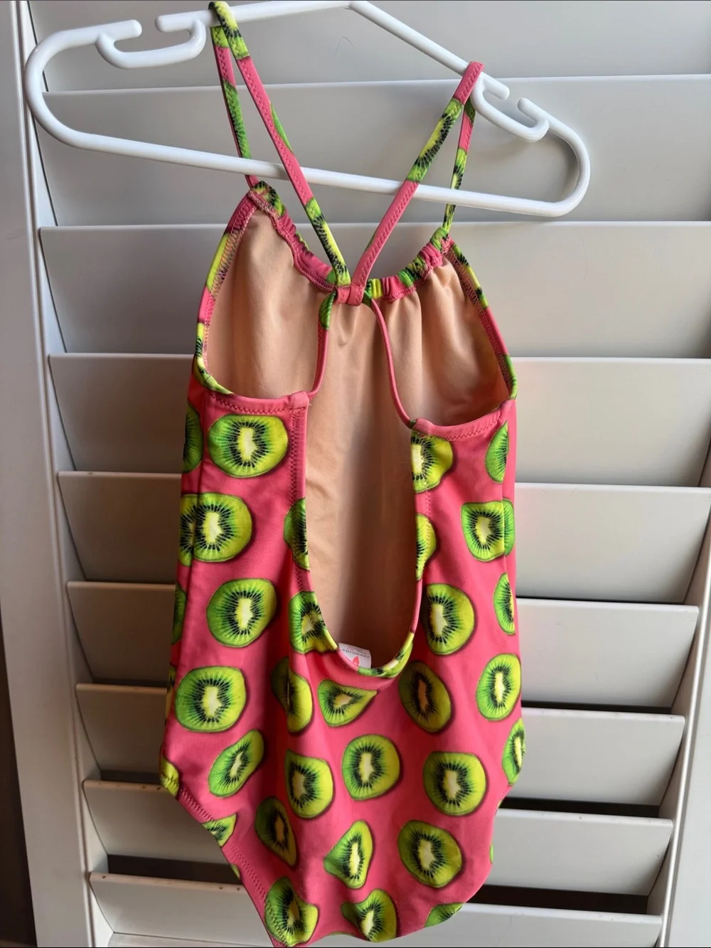 Crewcuts Pink One-Piece Swimsuit with Green Kiwi Print